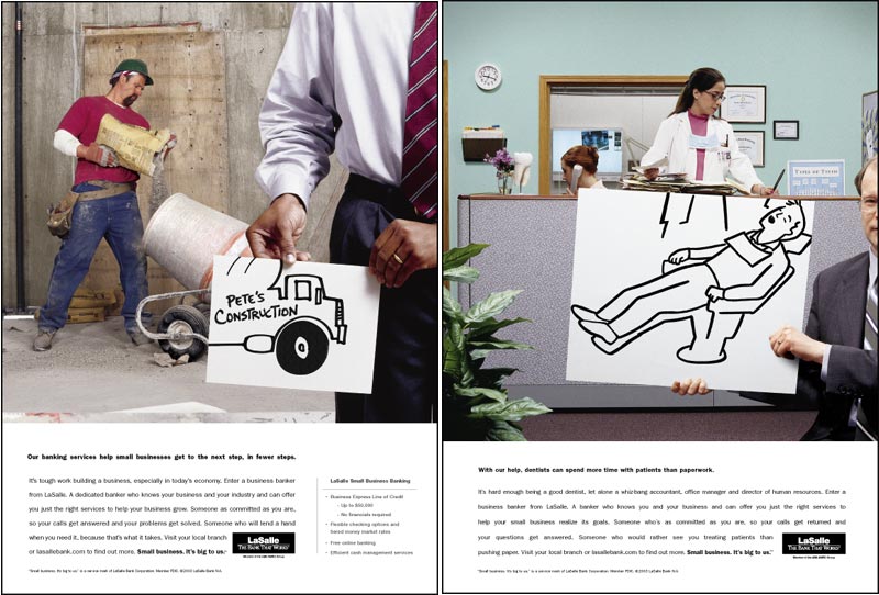 Sample: two print ads for LaSalle Bank small business services